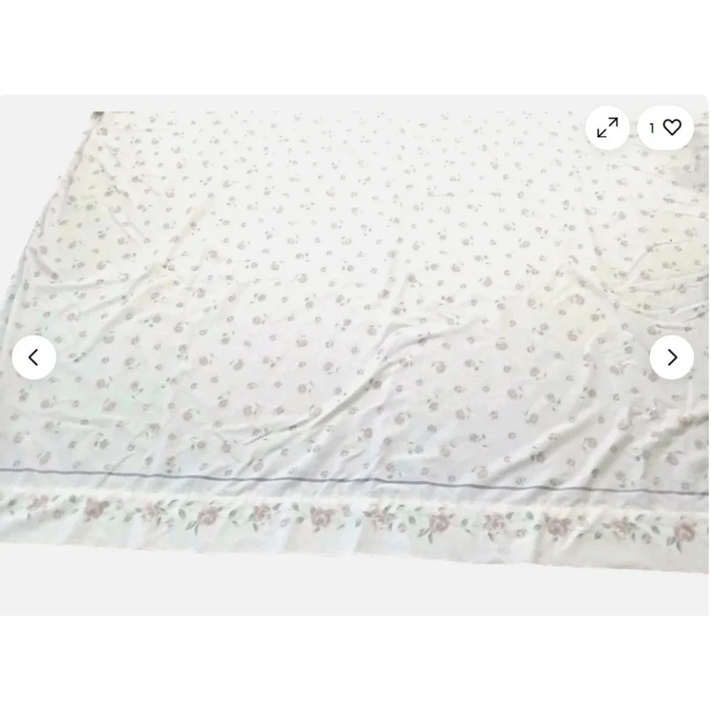 VNTG  Lavender Roses Flat Sheet Full Sz 95x79 Floral Flowers Cottage Granny USA